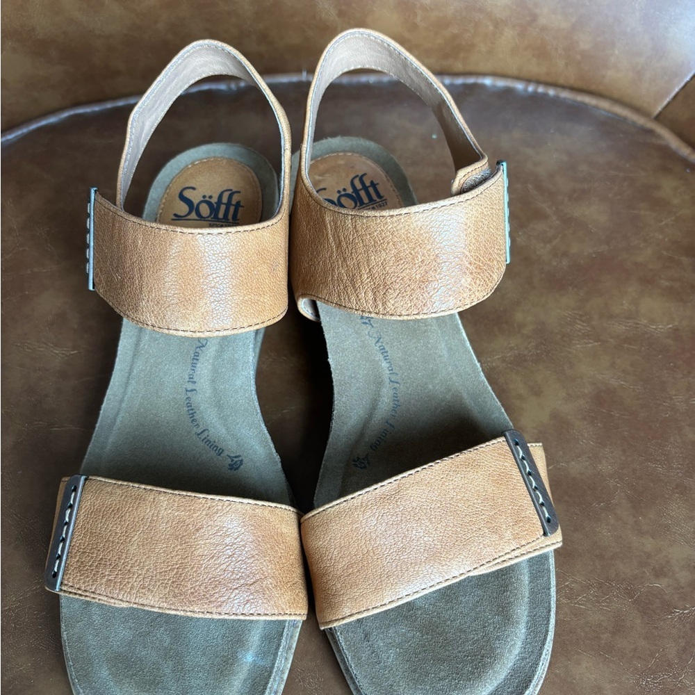 Sofft Verdi II Luggage Tan Cognac Leather Sandals Comfort Strap Spring Summer 9 - Picture 4 of 9